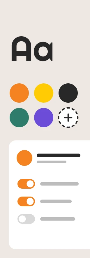 Ilustração de paleta de cores e tipografia, serviço de Personalização da ZYX